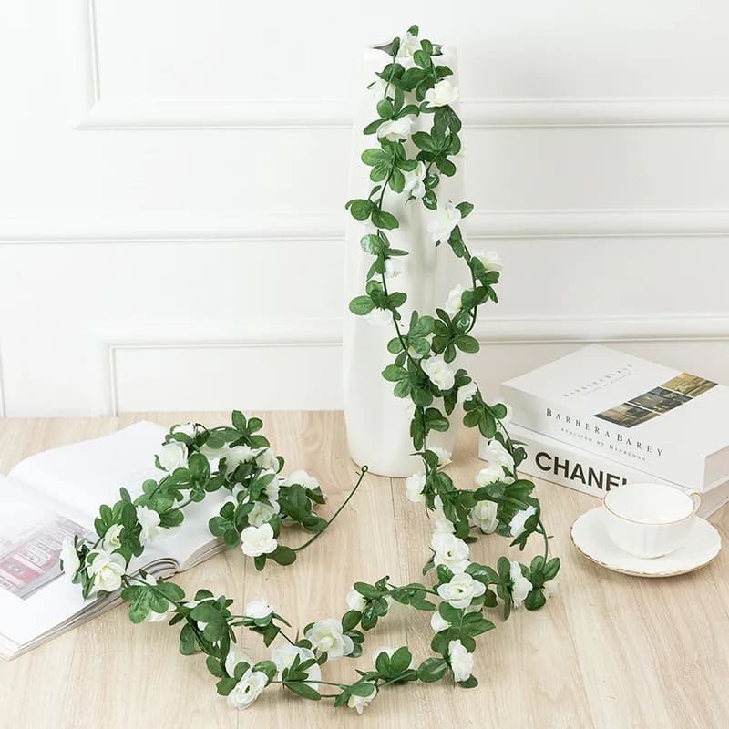 2.5m 1.8m Rose Artificial Flower Vine For Wedding Garland White Pink Home Room Wedding Decoration Silk Artificial Rose Vine Han - 4