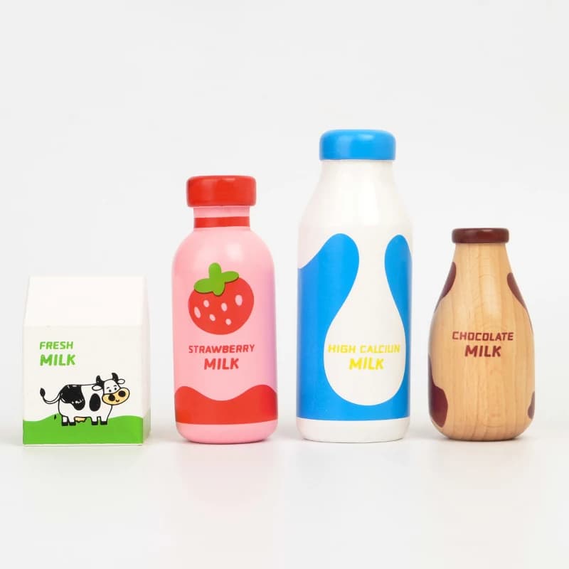 Children Pretend Play Wooden Milk Drink Set Kitchen Food Toys Montessori Learning Educational Kids Simulation Imitation Game - 2