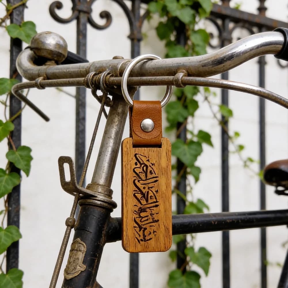 Bismillah Wood Engraving Keychain Arabic Calligraphy Islamic Supply Ramadan Kareem Decoration Eid Mubarak Accessory Muslim Gift - 4