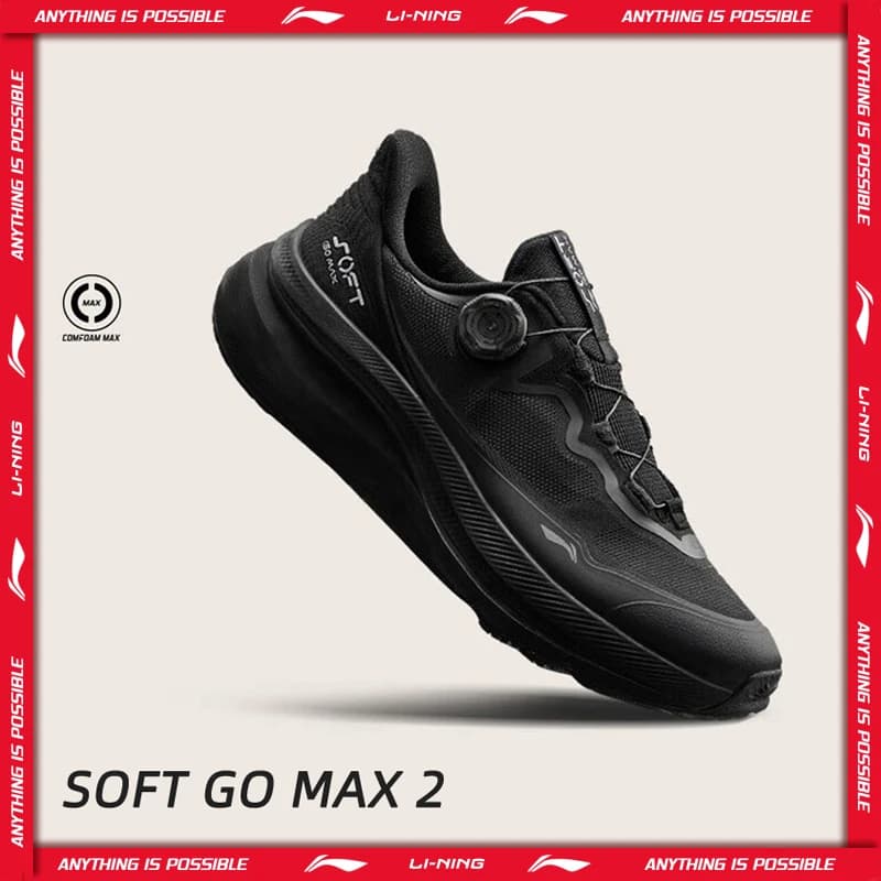 Li-Ning Unisex SOFT GO MAX 2 Walking Shoes COMFOAM Slip-on Thick Heel LiNing Men Women Sports Stylish Casual Shoes AGLV001
