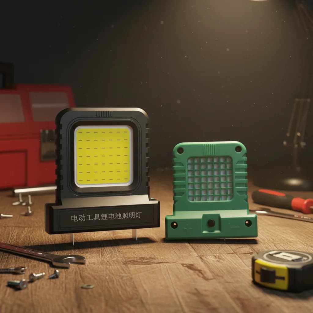 إضاءة LED لبطارية ليثيوم 20/21V بقوة 14 واط، مصباح عمل للتخييم، فانوس تخييم، كشاف جيب صغير مع أدوات قابس قابل للتعديل