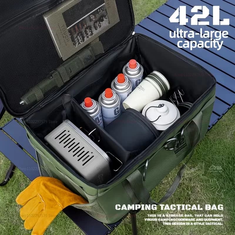 42L Large Capacity Insulated Storage Bag - Waterproof Folding Box - Outdoor Tableware Box - Picnic Bag - Camping Folding Bag - 2