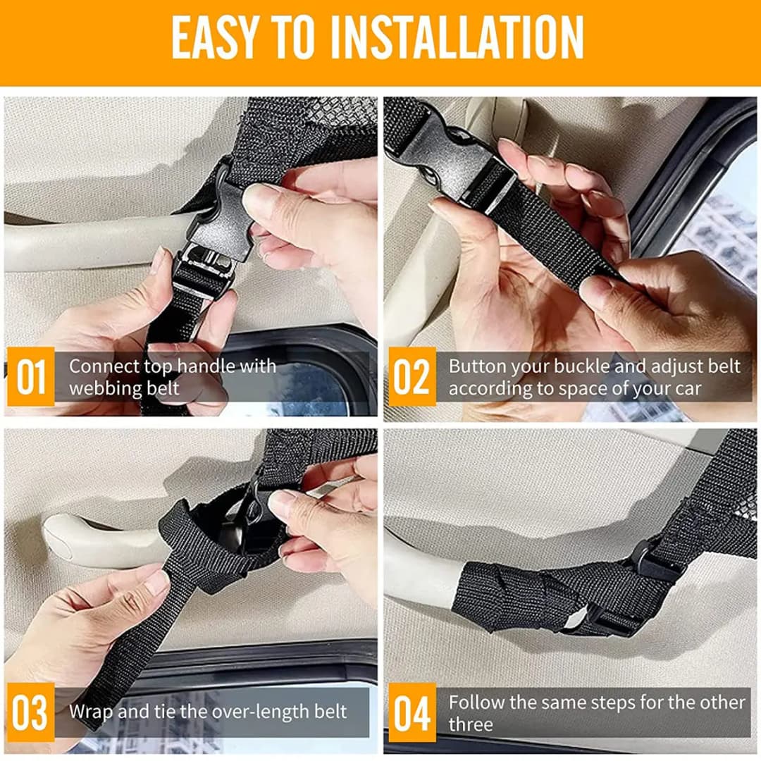 Car Strong Net Bag Load-Bearing Mesh Car Roof Storage Capacity Car Ceiling Auto Accessories Organizer Large Journey Space Saving - 2