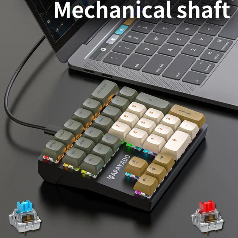 K33 Mechanical Numeric Keypad Blue/Red Switch PBT Keycap APAYADO Compact Wired Numpad for Laptop Users Bankers Financial Traders - 2