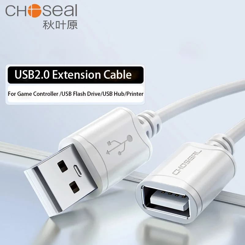 كابل تمديد USB2.0 من CHOSEAL، ذكر إلى أنثى، كابل بيانات USB عالي السرعة، موسع للكمبيوتر ولوحة المفاتيح والطابعة والماوس، بطول 5 متر و3 متر