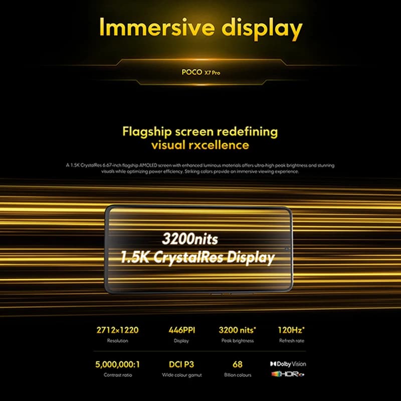 هاتف POCO X7 Pro الإصدار العالمي، معالج Dimensity 8400-Ultra، بطارية 6000 مللي أمبير في الساعة، شحن 90 واط HyperCharge، NFC، شاشة AMOLED 6.67 بوصة بدقة 1.5K ومعدل تحديث 120 هرتز - 5