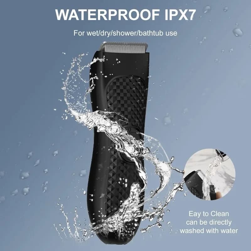ماكينة تشذيب شعر الجسم للرجال، ماكينة تشذيب شعر العانة الكهربائية، ماكينة حلاقة كرات قابلة للشحن، رأس شفرة خزفية قابلة للاستبدال، مقاومة للماء - 5