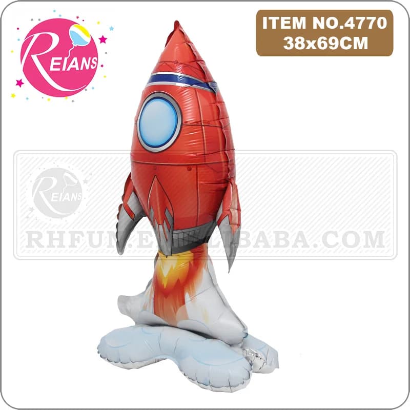 Inflatable Rocket spaceman astronaut Balloons Base Standing Rockets Foil Balloon Boys Space Theme Birthday Party Kids Toys Decor - 2