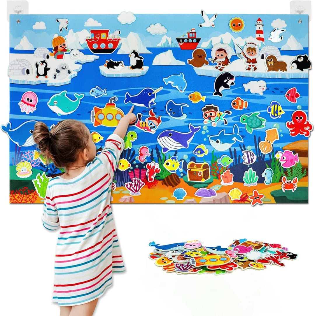 Farm Animals Felt Story Board Set Storytelling Early Learning Interactive Play Kit Wall Hanging Puzzle Toys for Toddlers Gifts - 5