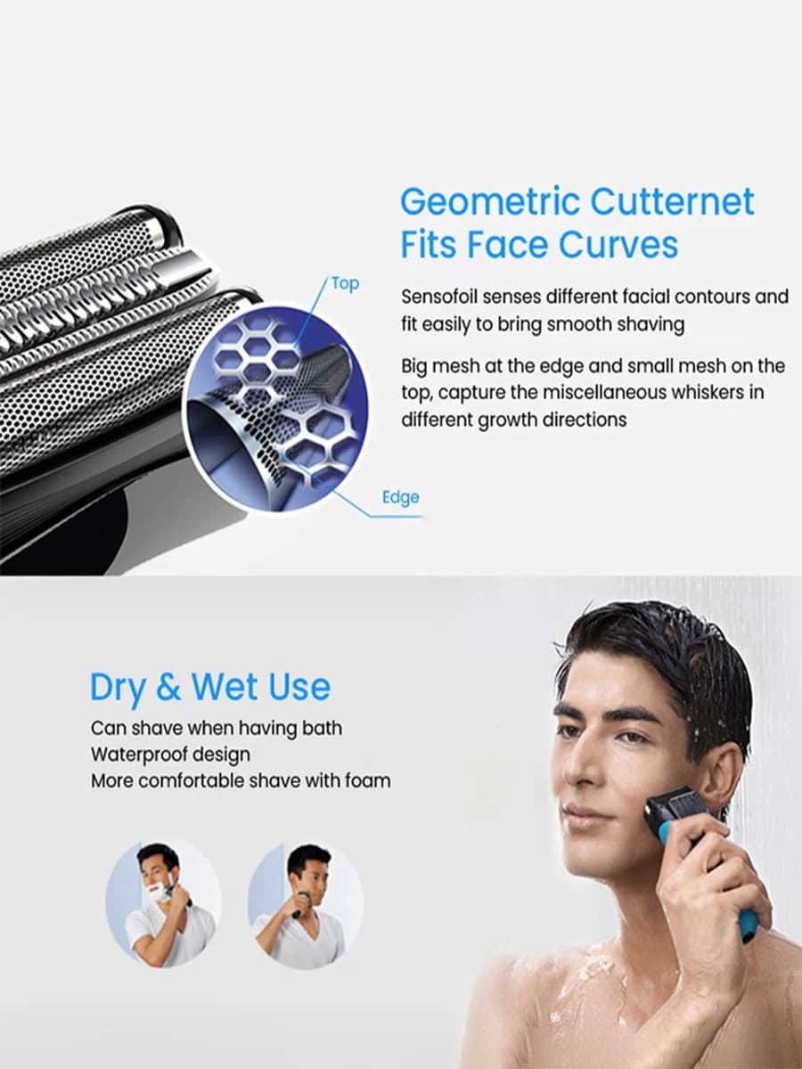 ماكينة حلاقة كهربائية Braun Series 3 ProSkin، 3 شفرات عائمة، أداة تشذيب دقيقة، مقاومة للماء 100%، قابلة للشحن لاسلكيًا للرجال - 2