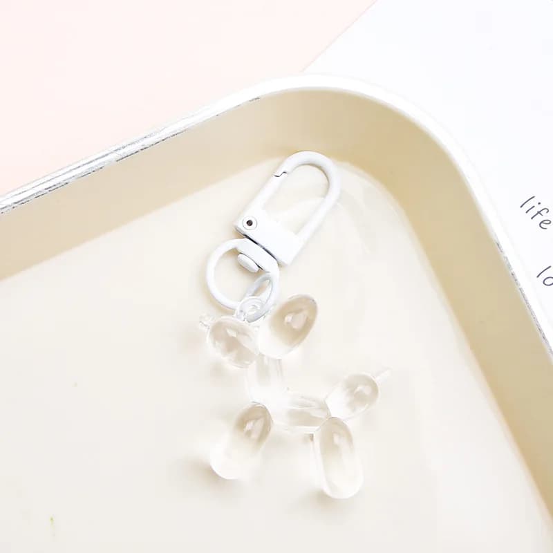 سلسلة مفاتيح جديدة على شكل كلب بالون شفاف بألوان الحلوى مع قلادة، إكسسوارات إبداعية - 5