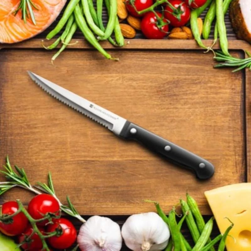 4/6/8/12 Pcs Steak Knives Forks Set Sharp Blade Black PP Handle Outdoor BBQ Picnic Meat Cutter Multi-function Fish Cutting Knife - 3