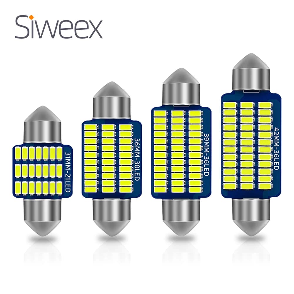 31MM 36MM 39MM 41MM C5w C10W Car LED 3014 SMD Reading Festoon Dome Light License Plate  Automobile Door Trunk Bulbs White DC 12V