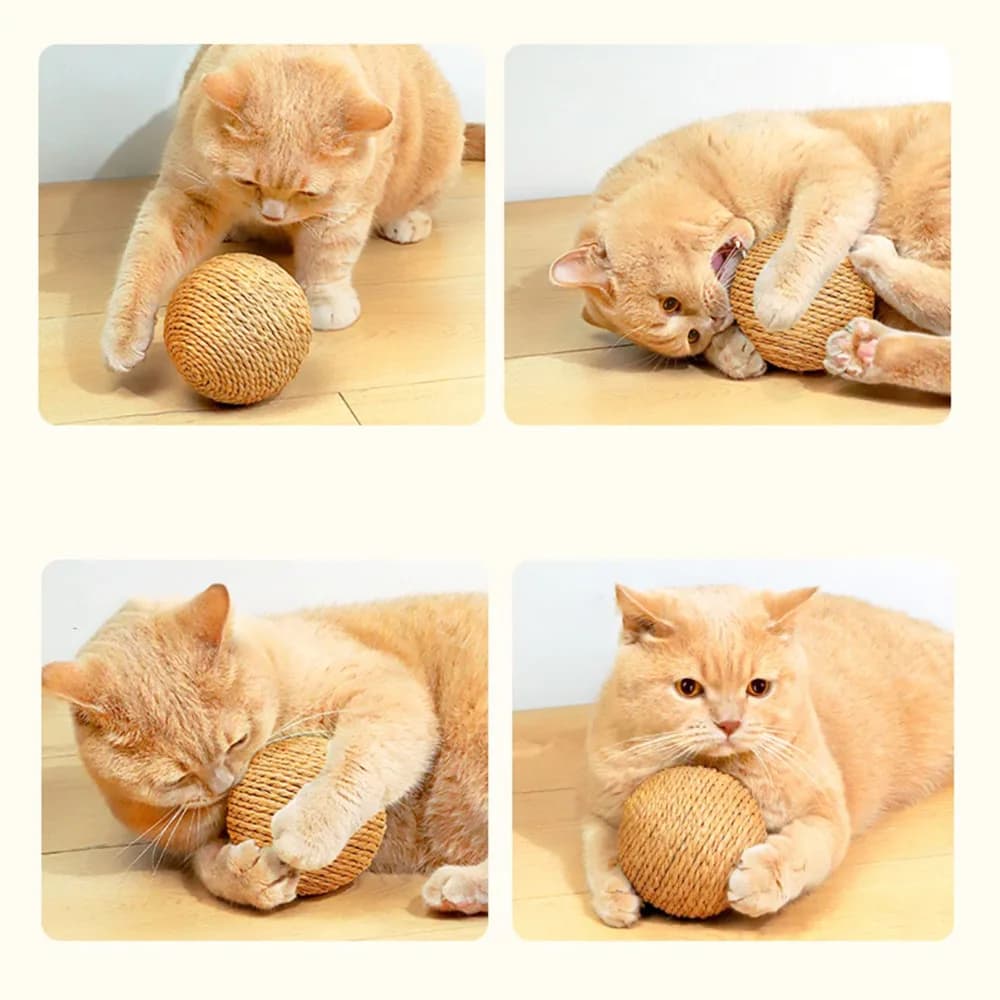 Interactive Sisal Cat Scratching Ball Toy For Kitten Teeth Cleaning Anti Bite 10CM Super Big Cat Ball Sounding Toy Pet Supplies - 4