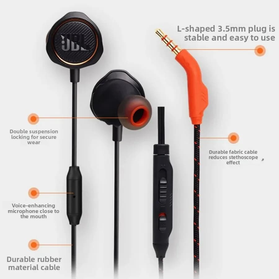 سماعة رأس للألعاب سلكية داخل الأذن معتمدة رسمياً JBL QUANTUM 50 مع ميكروفون مدمج وواجهة 3.5 ملم لمكالمات صوتية أثناء اللعب - 5