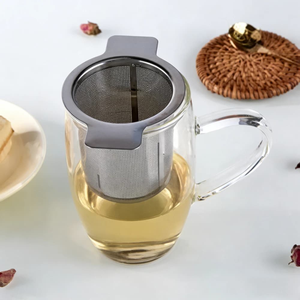 Loose Leaf Tea Infuser Stainless Steel Double Handle With Lid Fine Mesh Coffee Filter Hanging Cup Leak Proof Strainer‌ - 6