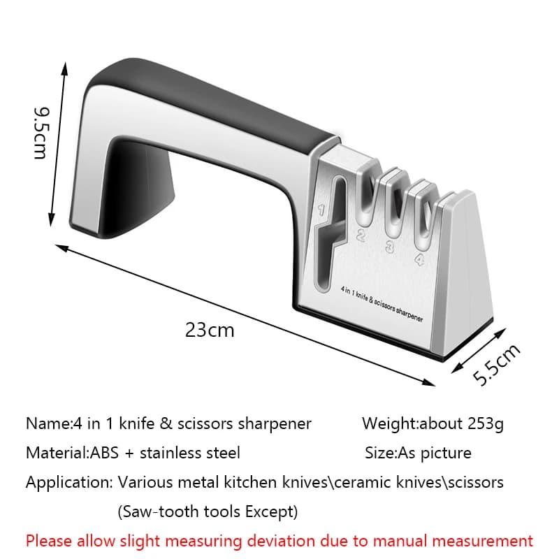 4 In 1 Knife Sharpener Professional Knife Scissor Manual Kitchen Sharpener  For All Sized Stainless Steel Blades Accessories - 2