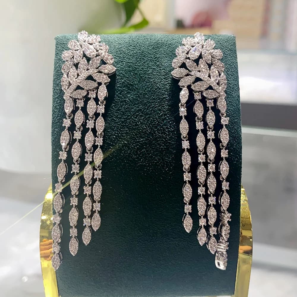 أقراط على شكل فيونكة فاخرة وعصرية من جودكي 2025 للنساء، أقراط مرصعة بالزركونيوم المكعب بالكامل، مجوهرات عصرية