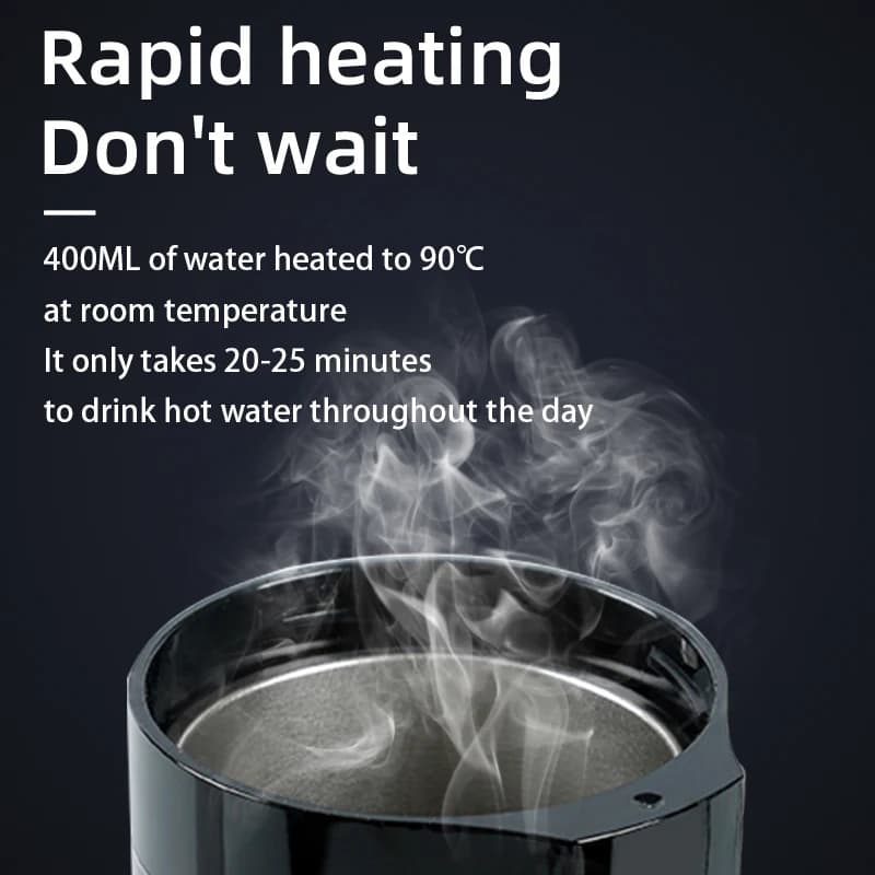 E-ACE 12V Portable Car Heating Cup 400ml Stainless Steel Touch screen Digital Display Water Warmer Bottle Thermos cup Car Kettle - 4
