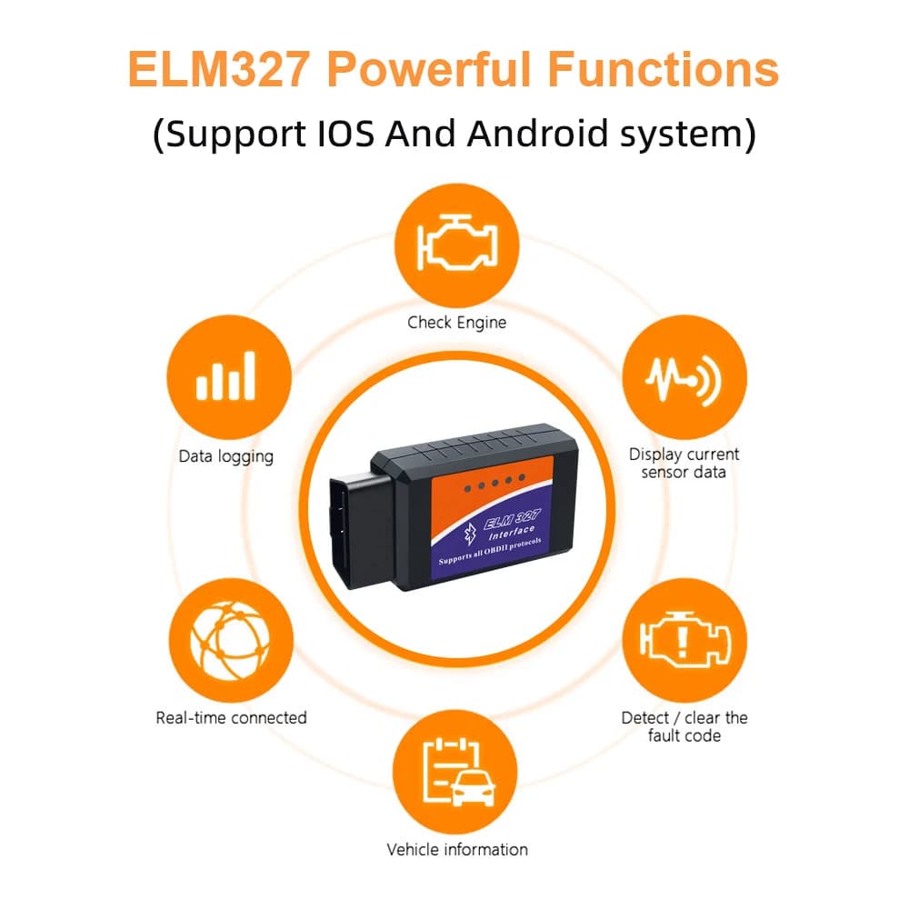 ماسح ضوئي ELM327 V2.1 OBD2 Bluetooth أداة تشخيص السيارة لقارئ الرموز Android /IOS كاشف أعطال السيارات - 4