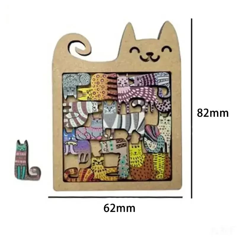 Cat Shape Puzzles Wooden Mini Irregular Shape Cat Animal Puzzles Table Games Montessori Thinking Kids Creative Education Toys
