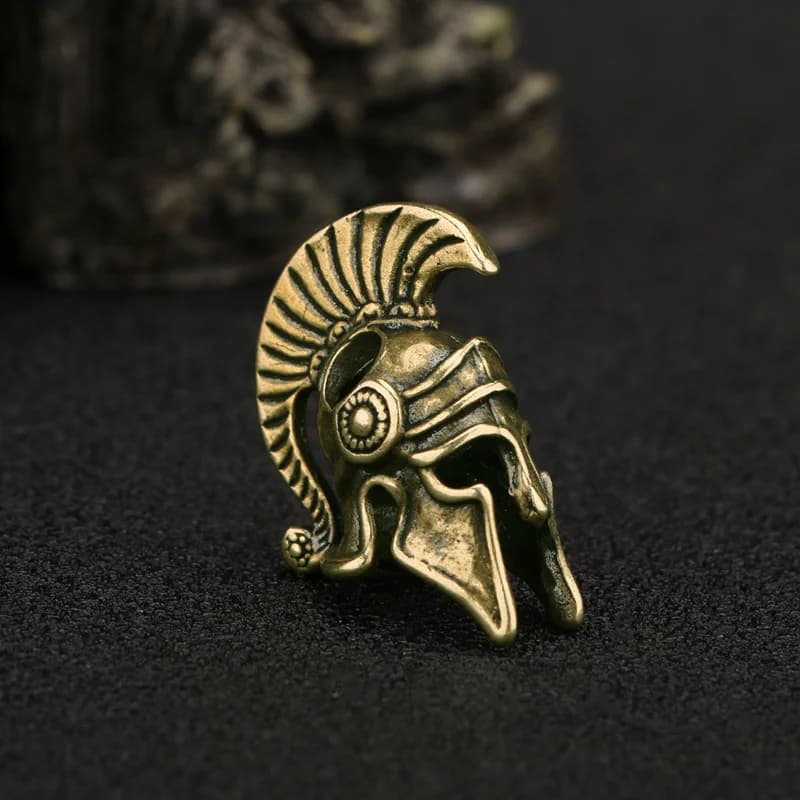 أداة EDC خارجية، نحاس، خوذة محارب روماني، سكين، خرز، قلادة حبل، سوار منسوج يدويًا