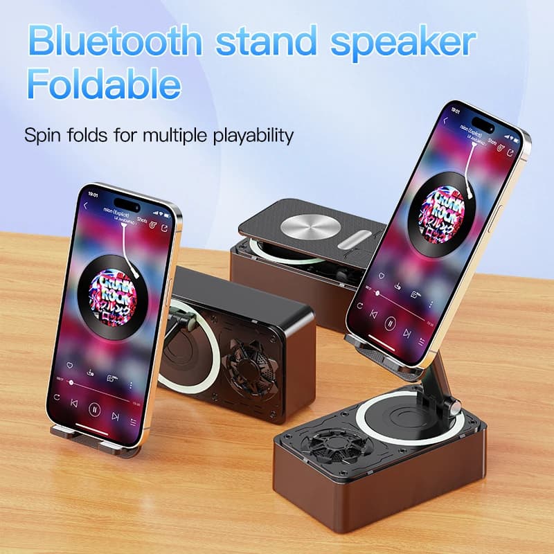 3-in-1 Bluetooth Speaker Phone Power Bank Foldable Wireless Speaker Phone Stand with Anti-Slip Pads For Video Meeting Live - 2