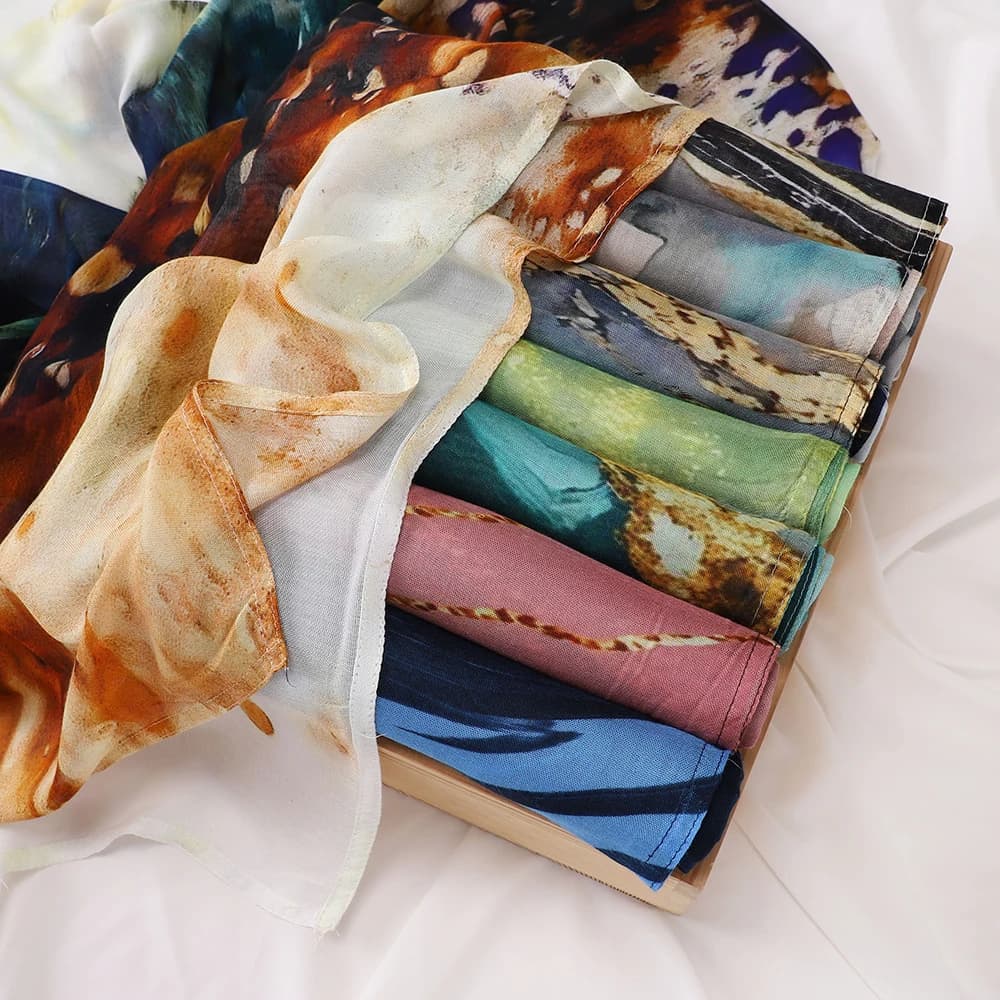 حجاب مطبوع متميز حجاب ناعم قابل للتنفس حجاب مسلم نساء إسلام شالات قطنية وأغطية فيسكوز مودال حجاب - 6