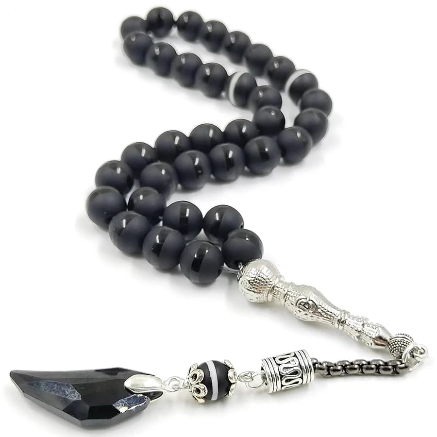 Crystal Tasbih and agates tassel Popular style Black Crystal Muslim prayer beads 33 66 99Misbaha beads Islam Rosary Islamic gift - 4