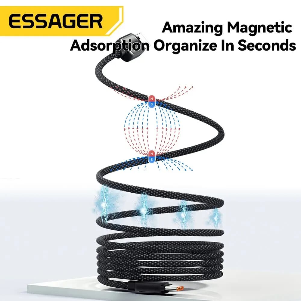 Essager 7A USB A To Type C Fast Charging Cable 100W Magnetic Suction Anti Winding Data Wire Cord For iPhone 15 Huawei Xiaomi - 3