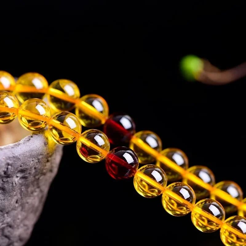 AAAAA Baltic Amber Wax Pendant Natural Golden Pearl 108 Bracelet AMBER PENDANT Men's and Women's Sweater Chain Lovers Bracelet - 4
