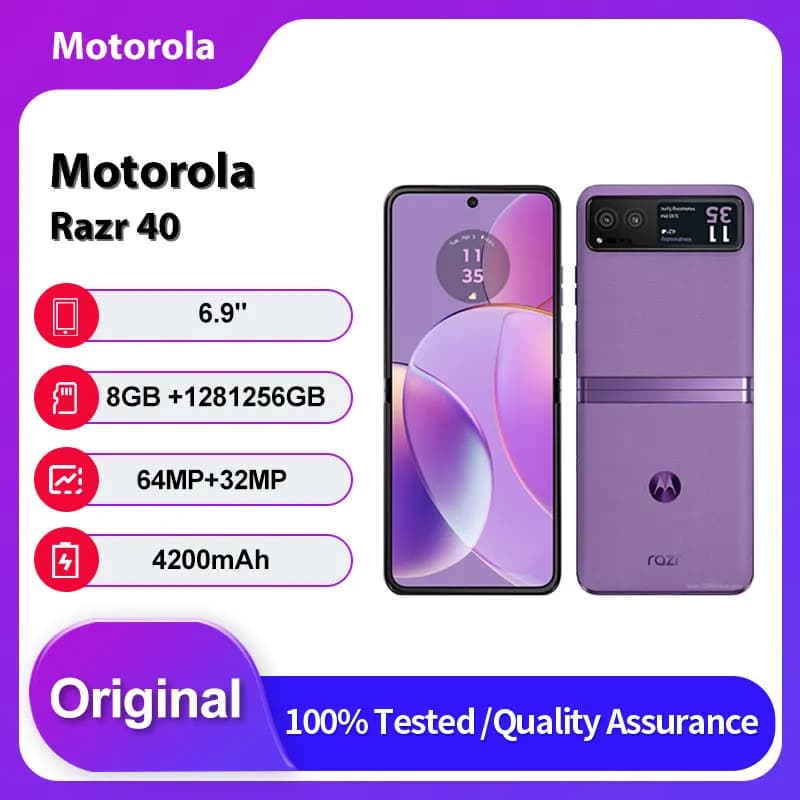 Original Unlocked Motorola Razr 40 XT2323 5G Fingerprint Bluetooth NFC Mobile Phone 6.9 inches 64MP 4200mAh