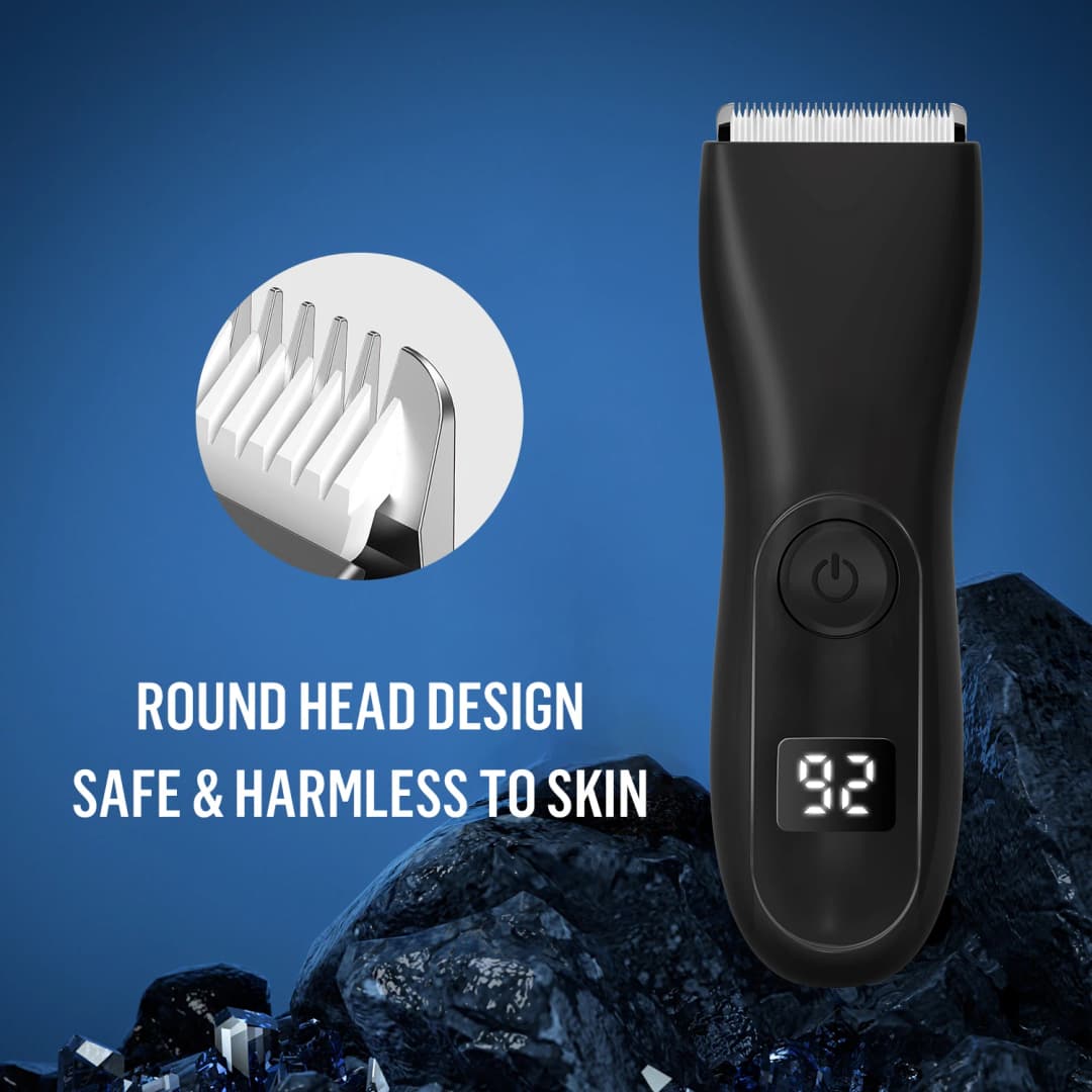 Men's Electric Body Hair Trimmer  Waterproof Groin/Ball Shaver Rechargeable Groomer Clipper for Pubic & Armpit Full Body Shaving - 2