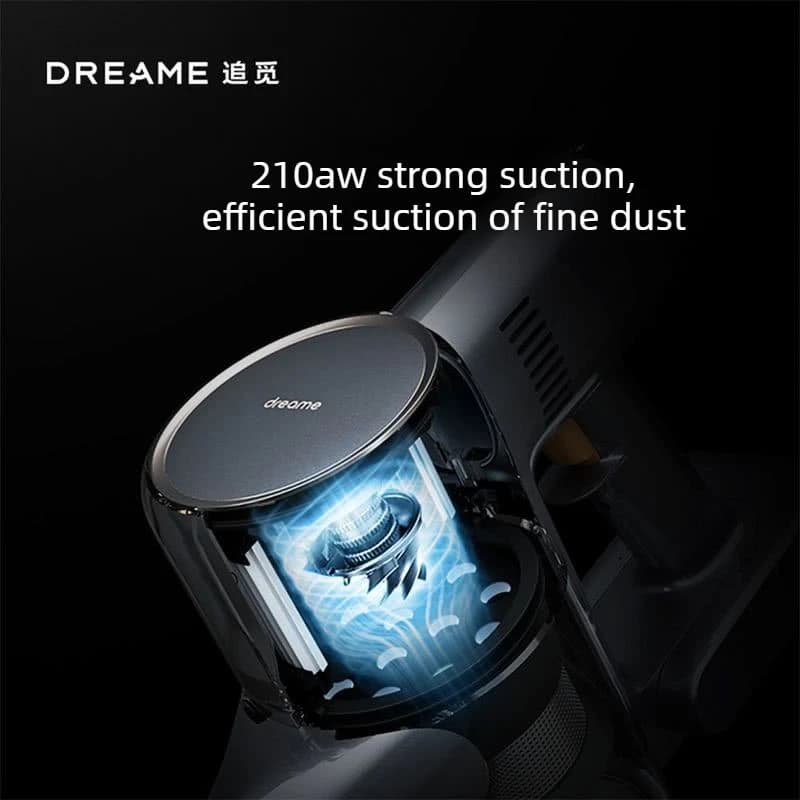 مكنسة كهربائية لاسلكية Dreame V16 مع إضاءة خضراء لعرض الغبار وقوة شفط 210AW وإزالة 99.9% من العث - 4