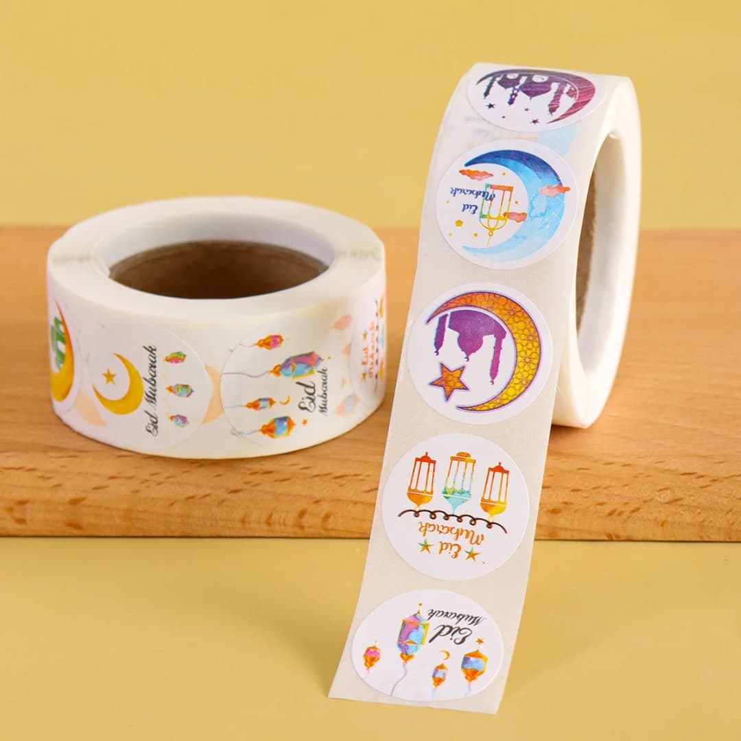 500PCS Eid Mubarak Stickers Moon Castle Paper Stickers Ramadan Kareem 2026 Muslim Islamic Party Decor DIY Gift Wrapping Supplies - 4