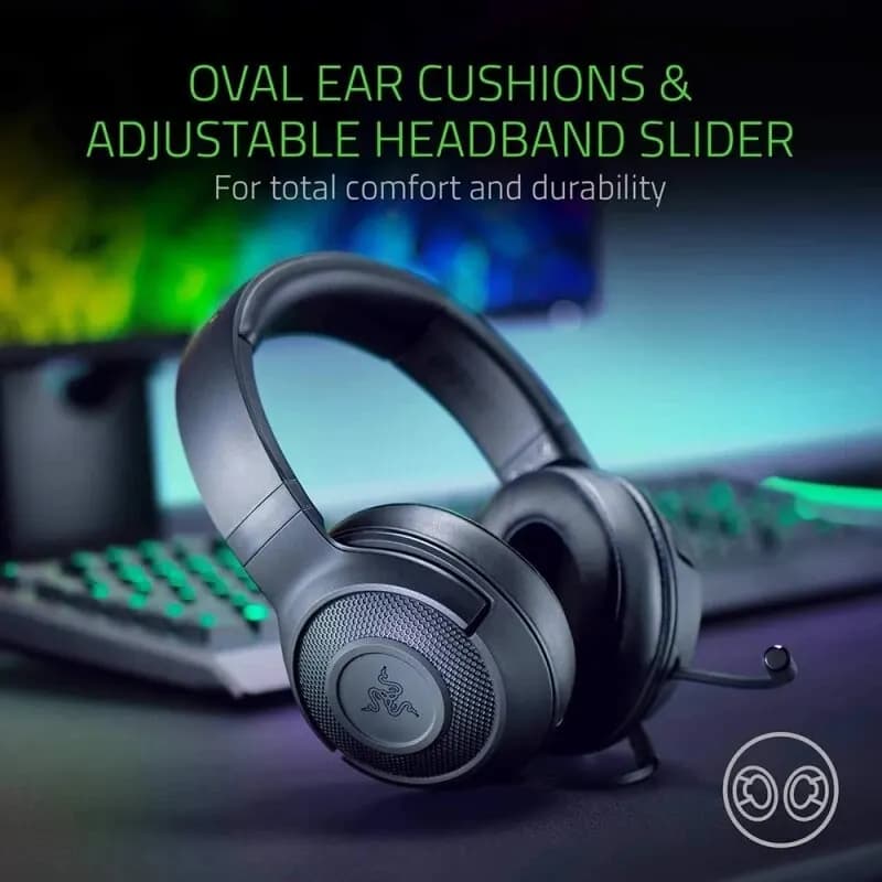 Razer Kraken X Essential Gaming Headset 7.1 Surround Sound Headphone Bendable Cardioid Microphone 40mm Driver Unit Headphones - 2