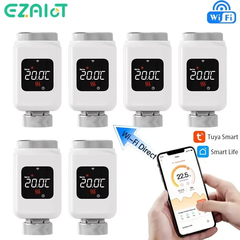 صمام مشعاع حراري ذكي من تيا واي فاي TRV قابل للبرمجة تحكم عن بعد في درجة الحرارة بالتطبيق سخان مع أليكسا وجوجل هوم