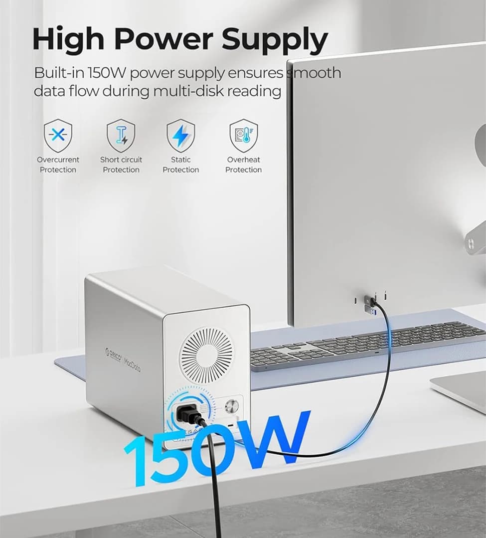 ORICO 4/5 Bay 10Gbps SATA HDD Docking Station SSD Enclosure 2.5"3.5"Hard Drive External Case USB 3.2 Type C HD House Daisy Chain - 3