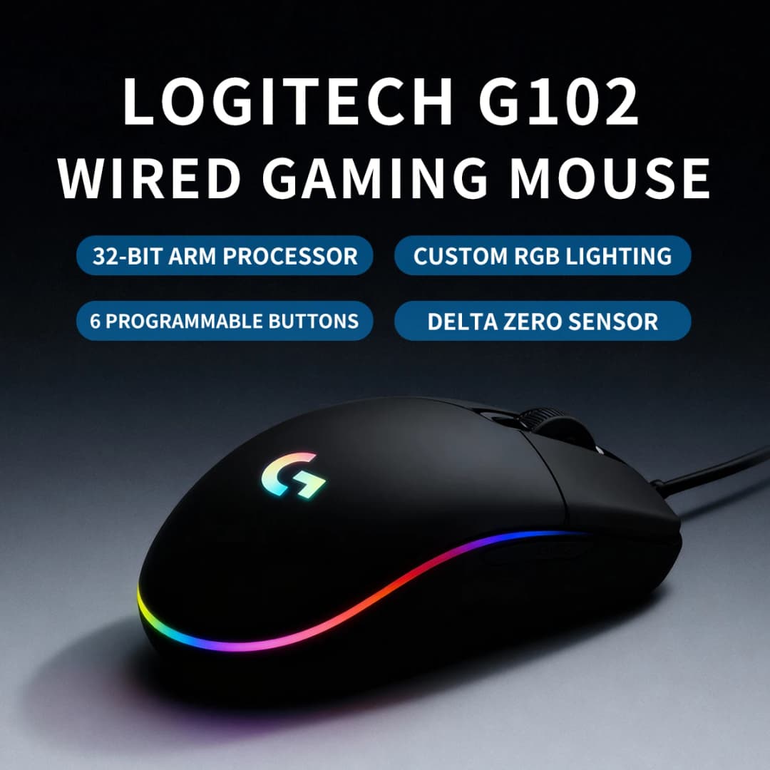 Logitech G102 Wired Gaming Mouse, 2nd Generation, designed for esports and battle royale games, with RGB lighting. - 3