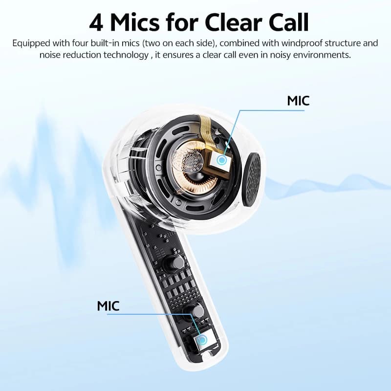 QCY AilyBuds E10 Wireless Bluetooth Earphone Bluetooth 5.4 Hi-Res Audio Headphones Spatial Audio 4-Mics ENC Earbuds - 4