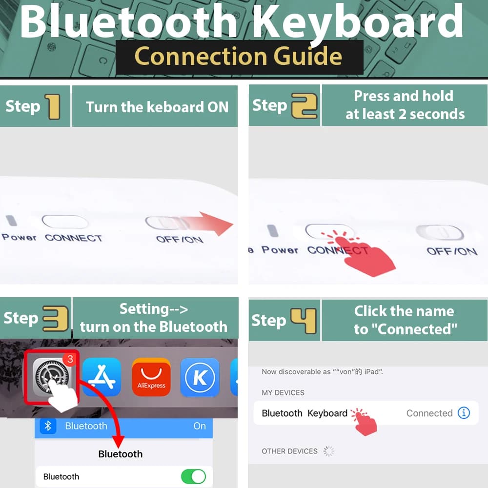 Mini Wireless Keyboard Bluetooth Keyboard For ipad Phone Tablet Portable Bluetooth Keyboard and Mouse For Samsung Xiaomi Android - 6