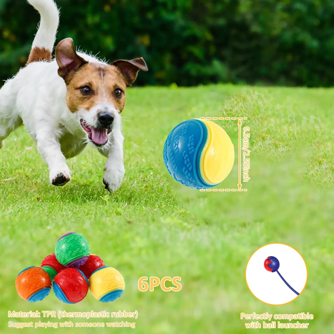 6Pcs Squeaky Balls Toys Dogs Interactive Toys TPR Dog Chew Toy for Dog Pet Teeth Cleaning Bite Resistance  Pet Supplies - 3