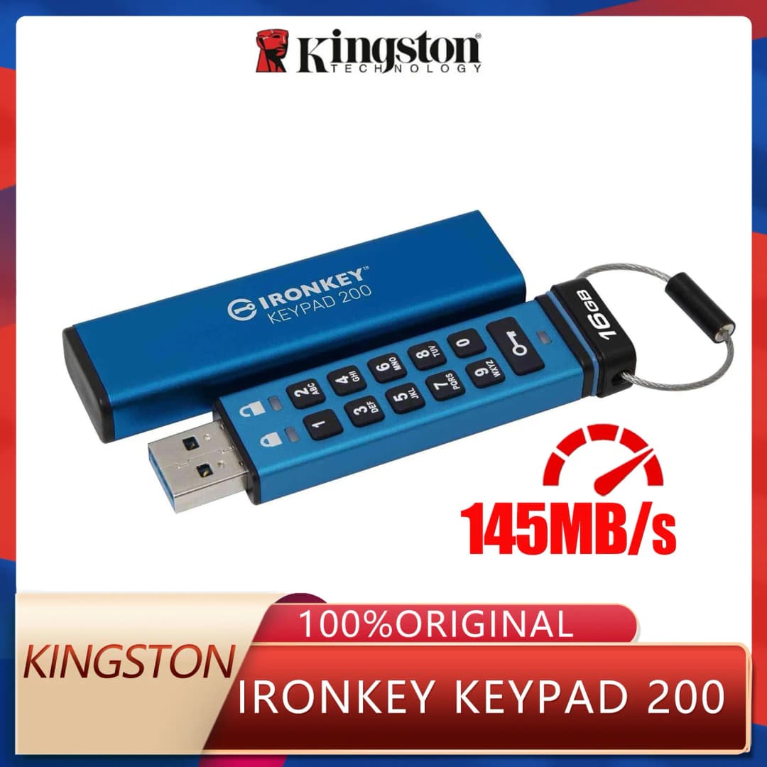 كينجستون IKKP200 فلاش درايف مشفر، FIPS 140-3، XTS-AES-256، حماية ضد BadUSB/Brute Force، متعدد الدبابيس، بسعات 16 جيجابايت، 32 جيجابايت، 256 جيجابايت، 128 جيجابايت، 512 جيجابايت