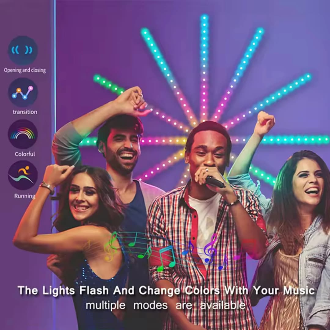 شريط إضاءة LED 5V USB على شكل ألعاب نارية RGBlC مع تحكم عبر تطبيق بلوتوث مصباح ذكي متزامن مع الموسيقى لديكور غرفة النوم - 3