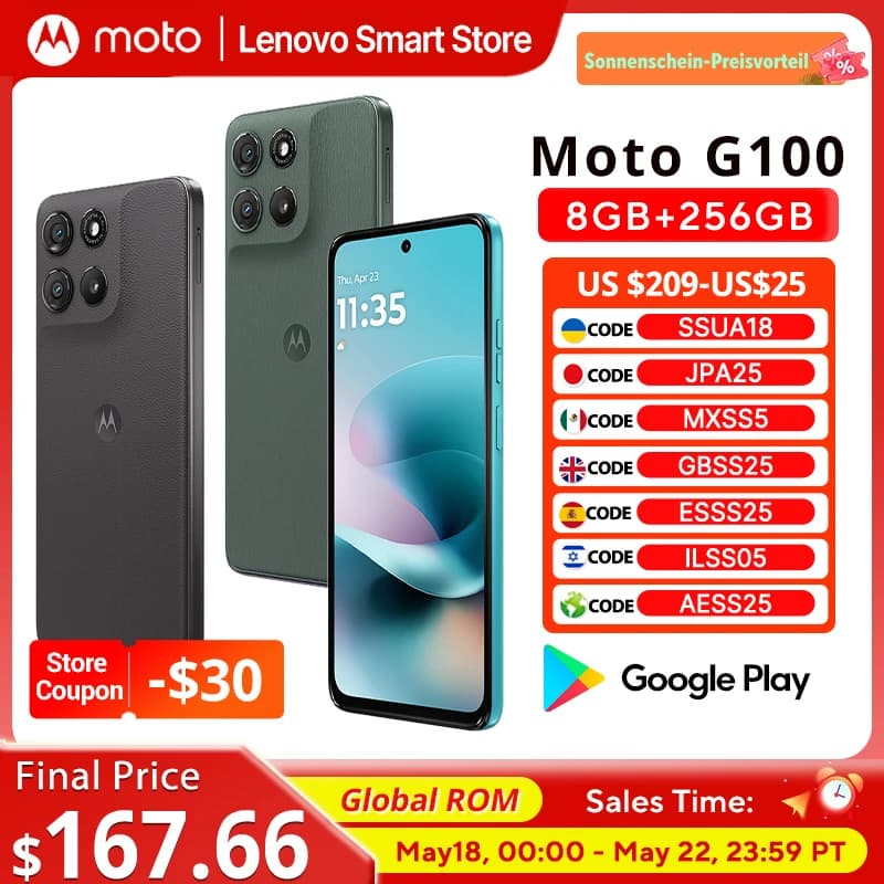 Motorola Moto G100 SmartPhone 5G Global ROM 6.72-inch FHD 120Hz Display Snapdragon 7s  Gen 2 IP64 7000mAh 50MP Camera Cellphone