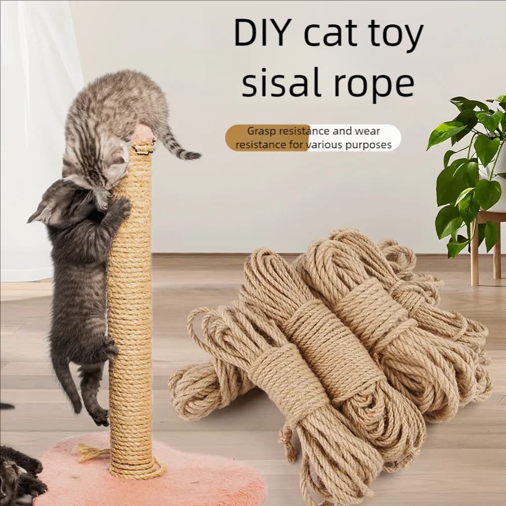 Twisted Jute Rope DIY Cat Scratcher Replacement Cat Tree Climbing Frame Binding Rope Durable Cat Scratching Toy Pet Supplies