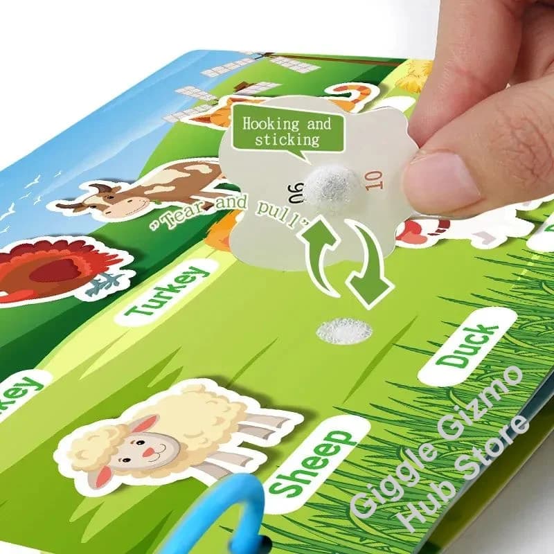 كتاب مشغول للأطفال من عمر 2 إلى 6 سنوات كتاب هادئ نشاط تعليمي في مرحلة ما قبل المدرسة ملصقات قابلة لإعادة الاستخدام ومطابقة فيلكرو مونتيسوري حركات دقيقة - 4