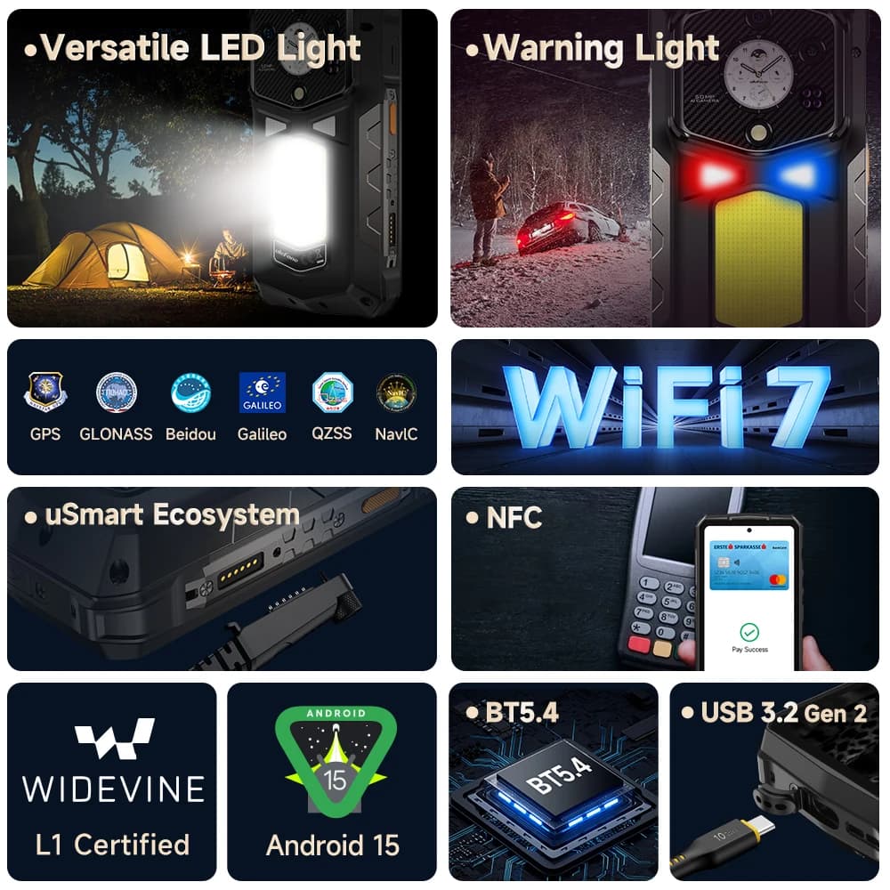 عرض عالمي لهاتف Ulefone Armor 29 Ultra 5G AI متين بشاشة مزدوجة ومعالج Dimensity 9300+ وبطارية 21200 مللي أمبير وشاشة 120 هرتز وسعة تخزين 1 تيرابايت وكاميرا 64 ميجابكسل وNFC بنظام أندرويد 15 - 4