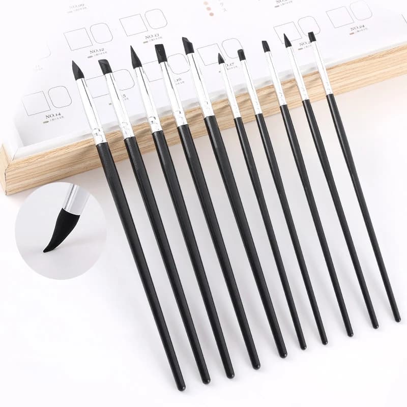 5 قطعة الأسنان الراتنج تشكيل فرشاة أقلام سيليكون رسومات أظافر فرش مختلفة الحجم طب الأسنان مركب الاسمنت الخزف الأسنان - 3