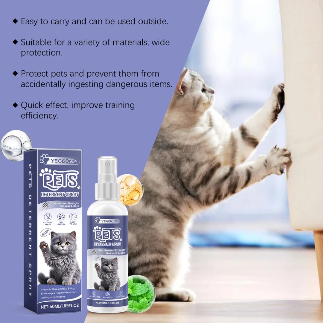 Cat Anti-Scratching Spray -Bitter Formula Deters Licking, Repels Pets from Scratching & Biting, Protects Furniture, Anti-Chewing - 4